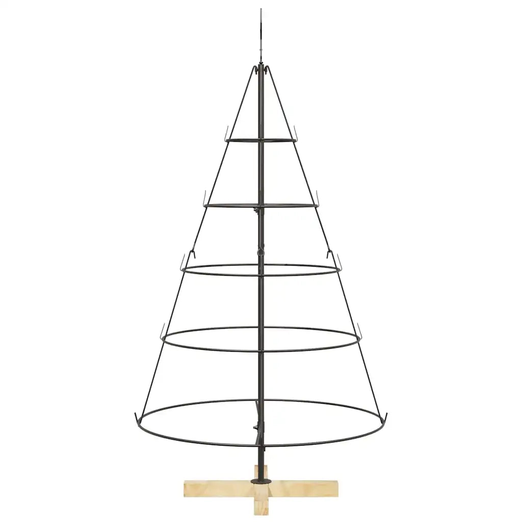 Albero a Cono di Natale con supporto Nero 126 cm Acciaio