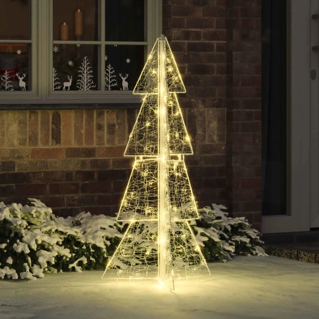 Albero di Natale con 100 LED Bianco caldo 120 cm Acrilico