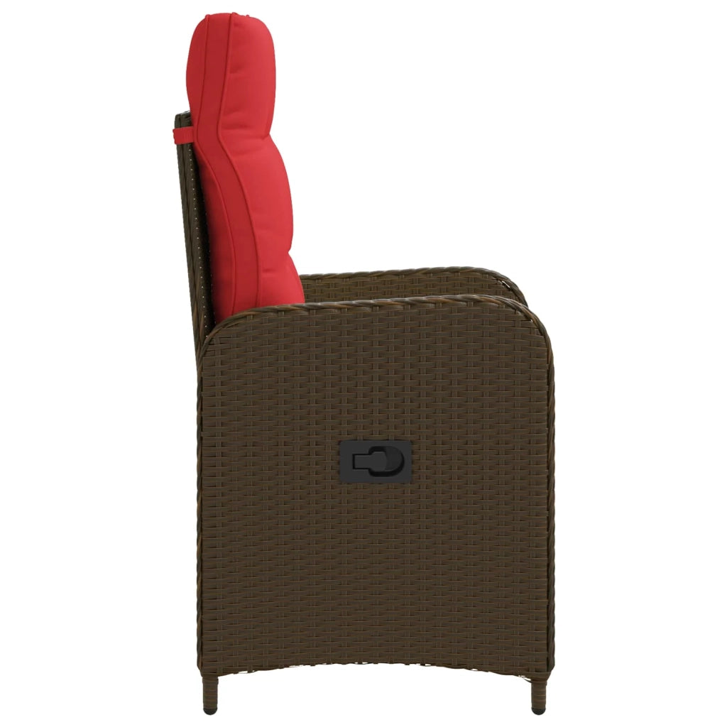 Sedia da giardino reclinabile Marrone e Rosso polyrattan 42027157