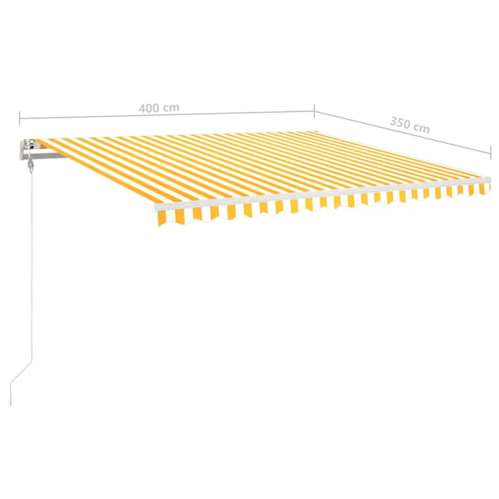 Tenda Automatica Sensore Vento e LED 400x350 cm Gialla Bianca 3068993