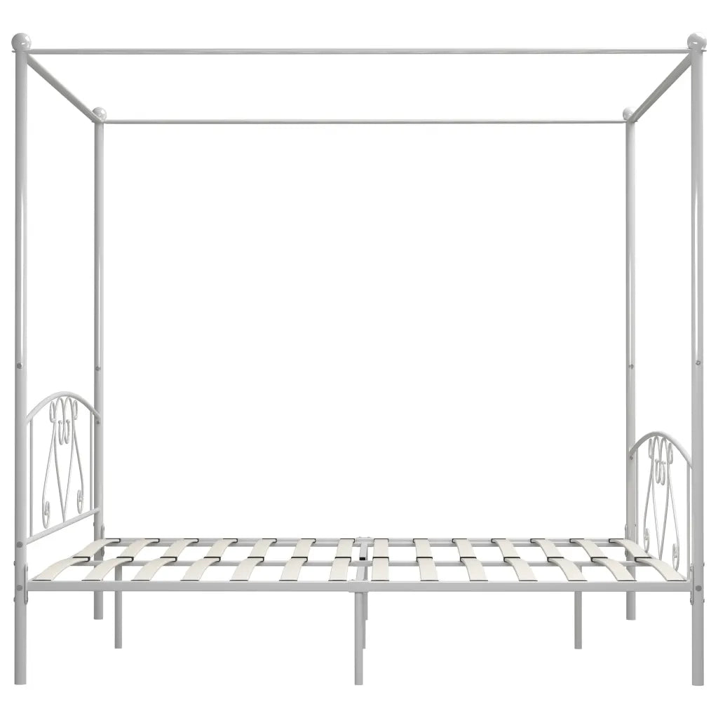 Letto a Baldacchino Bianco in Metallo 180x200 cm  cod mxl 64331