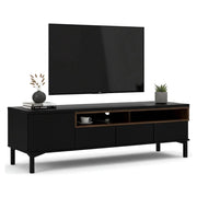 Mobile porta TV Rosata, Credenza da soggiorno, Armadio basso per TV, Base parete attrezzata, 156x48 h48 cm, Nero e Noce
