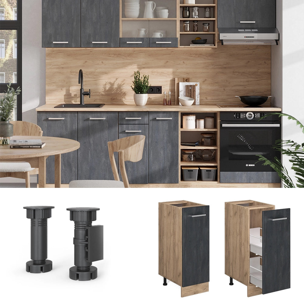 Vicco Basi per cucina  Calcestruzzo nero 30 cm PL Rovere