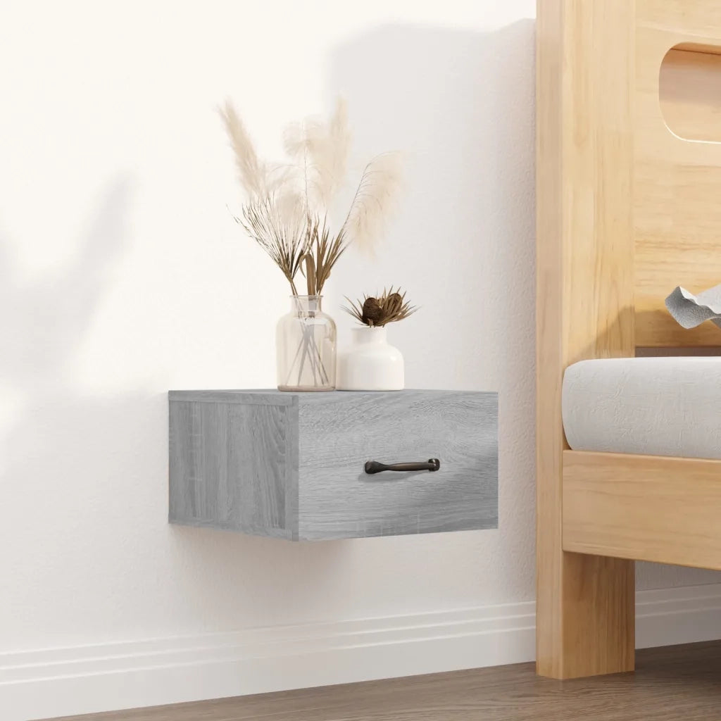 Comodino | Armadio da Notte | Mobiletto da notte a Muro Grigio Sonoma 35x35x20 cm