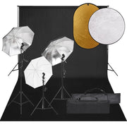 Kit per studio fotografico con illuminazione fondale e riflettore nero 02_0042454