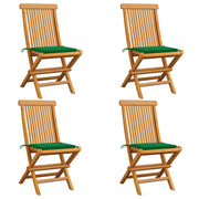 Sedie da Giardino con Cuscini Verdi 4 pz Massello di Teak cod mxl 8057