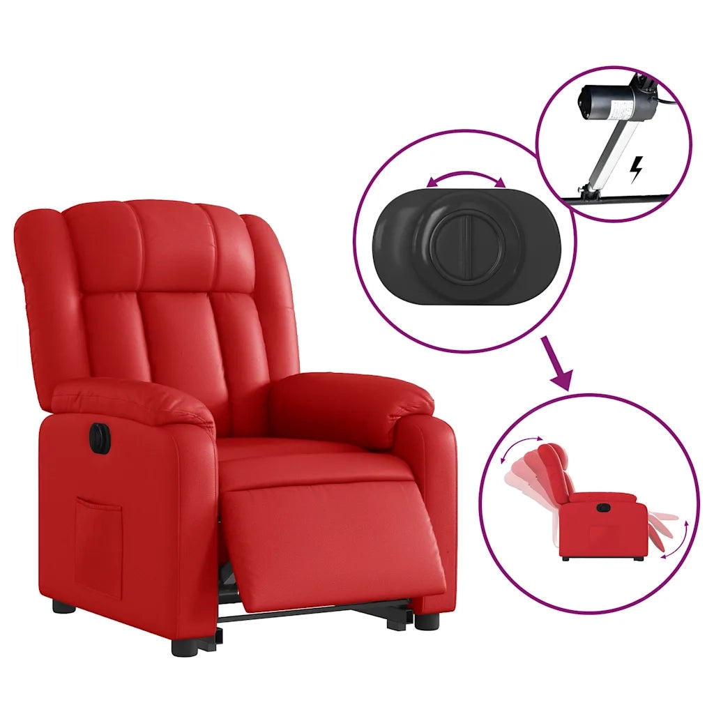 Poltrona Alzapersona Reclinabile Elettrica Rossa in Similpelle 3205283