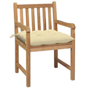 Sedie da Giardino 2 pz con Cuscini Bianco Crema Legno di Teak 3062747