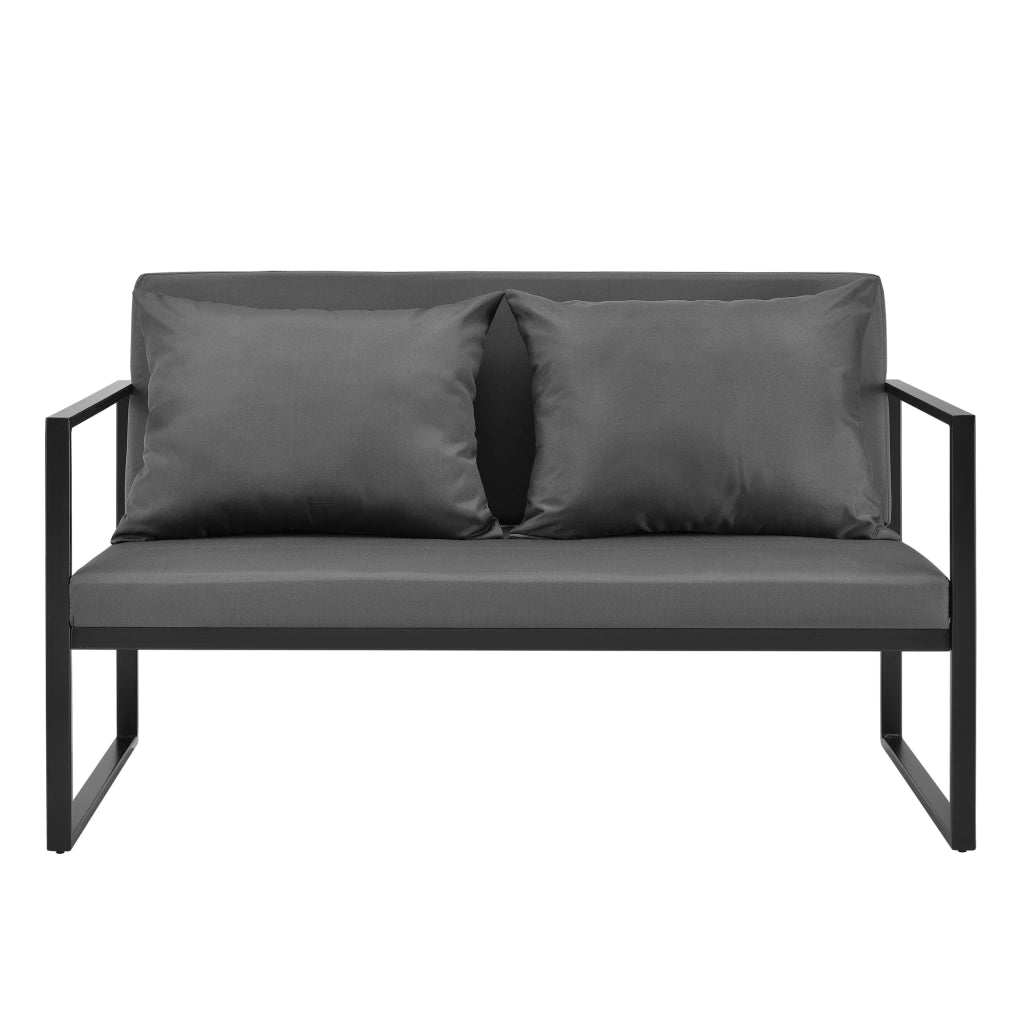 Divano da giardino con cuscini grigio scuro 70 x 114 x 60 cm nero 03_0006708