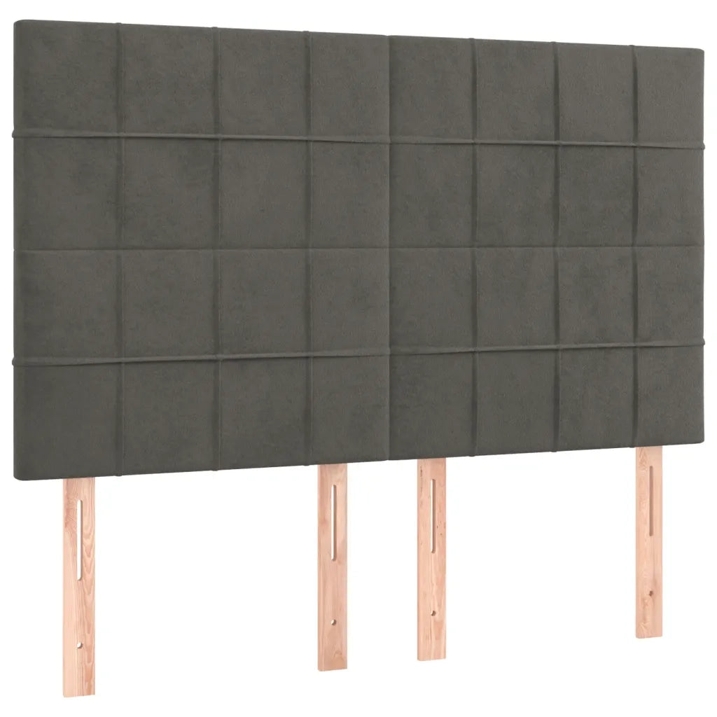 Testiera a LED Grigio Scuro 144x5x118/128cm in Velluto