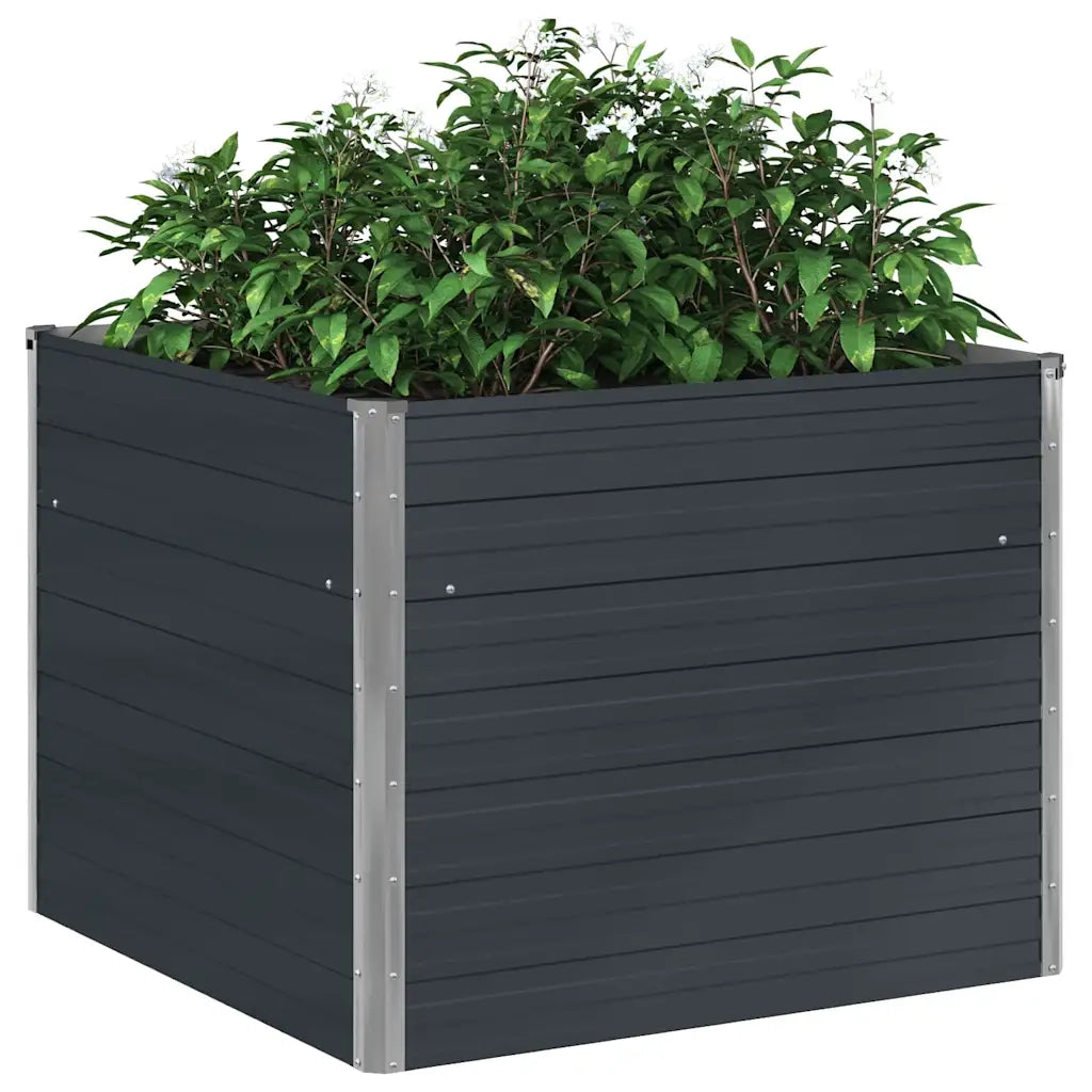 Fioriera Rialzata Antracite 100x100x77 cm in Acciaio Zincato 45725