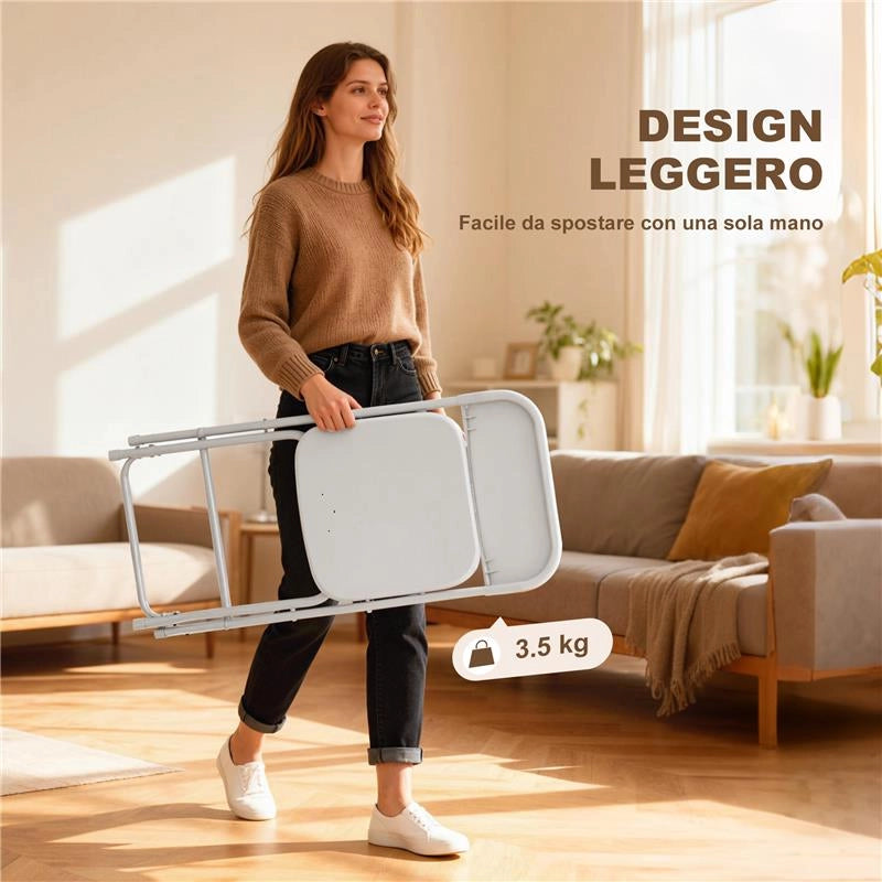 SET 6 SEDIE PIEGHEVOLI CON FORI DI DRENAGGIO IN PLASTICA E METALLO, 45X49X79.5 CM, BIANCO