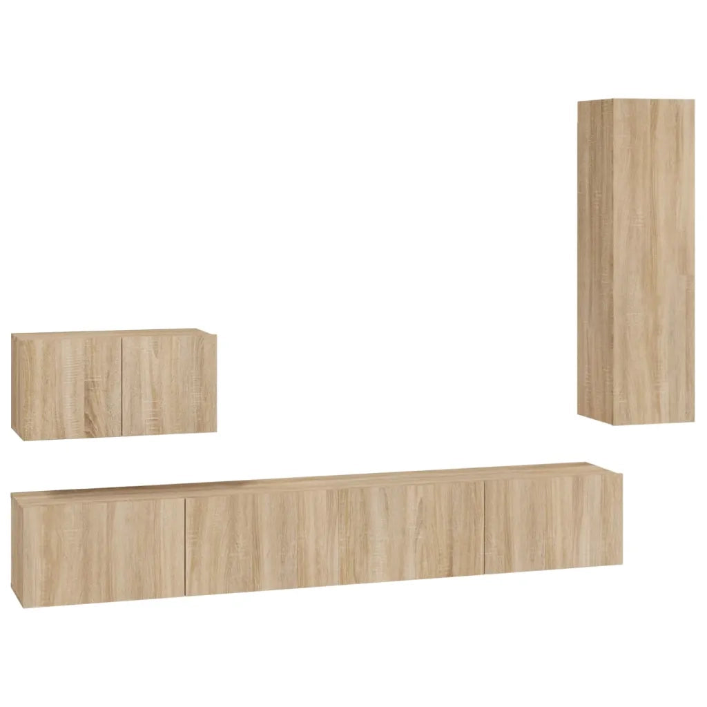 Set di Mobili Porta TV 4 pz-Credenza per TV Rovere Sonoma in Legno Multistrato 573460