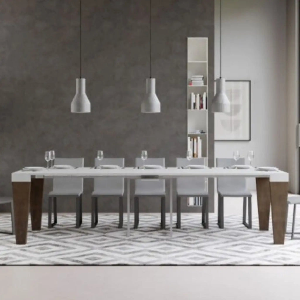 Consolle allungabile 90x40/300 cm Spimbo Mix piano bianco frassino - struttura noce