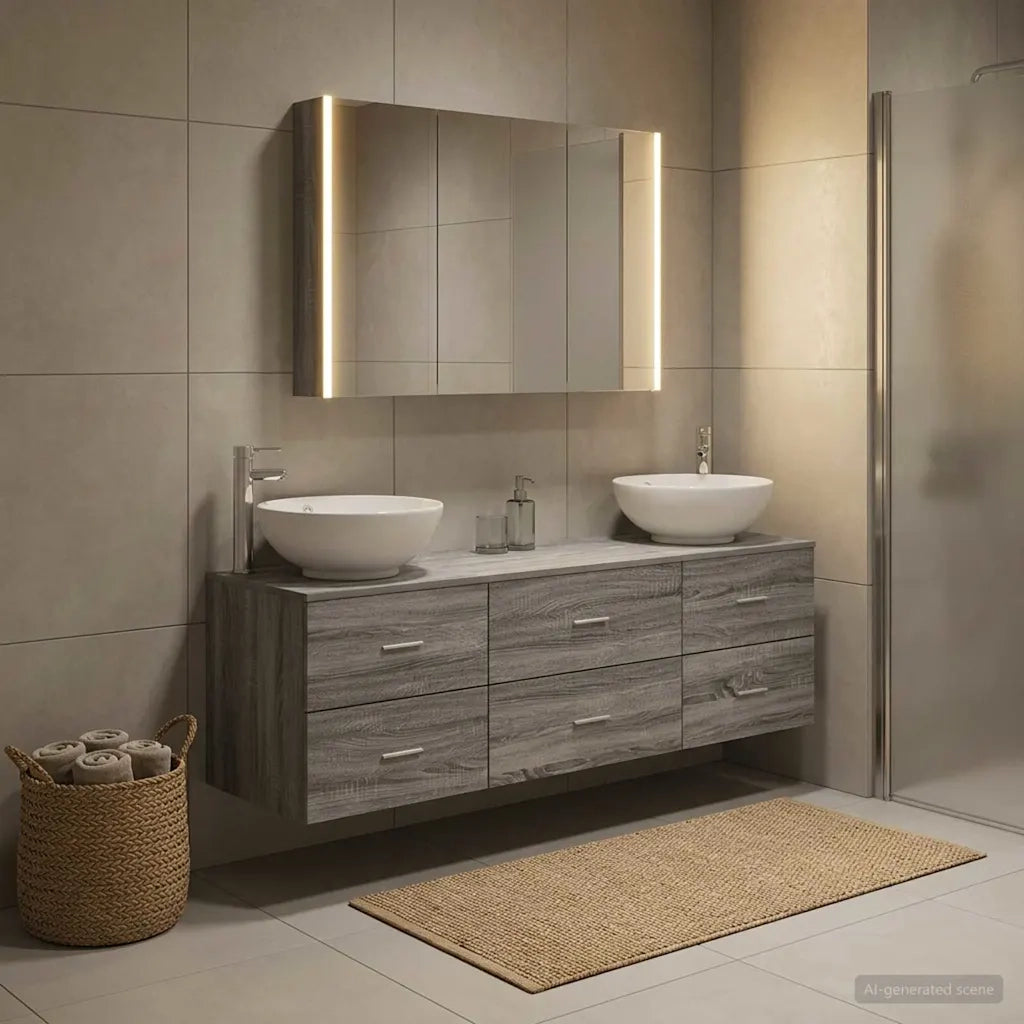 Set di mobili per il bagno 4 pcs Sonoma grigio 3406948