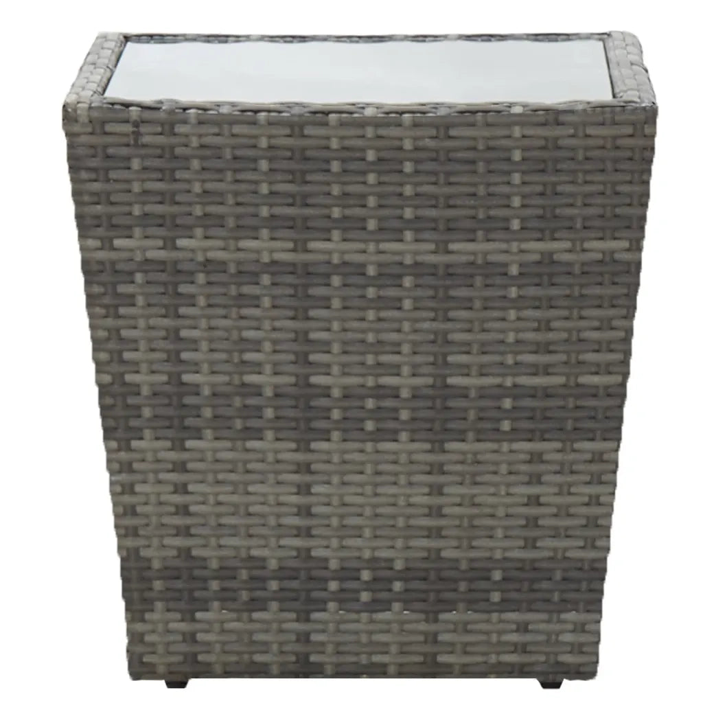 Set Bistrot da Giardino 5pz Polyrattan e Vetro Temperato Grigio 3058375