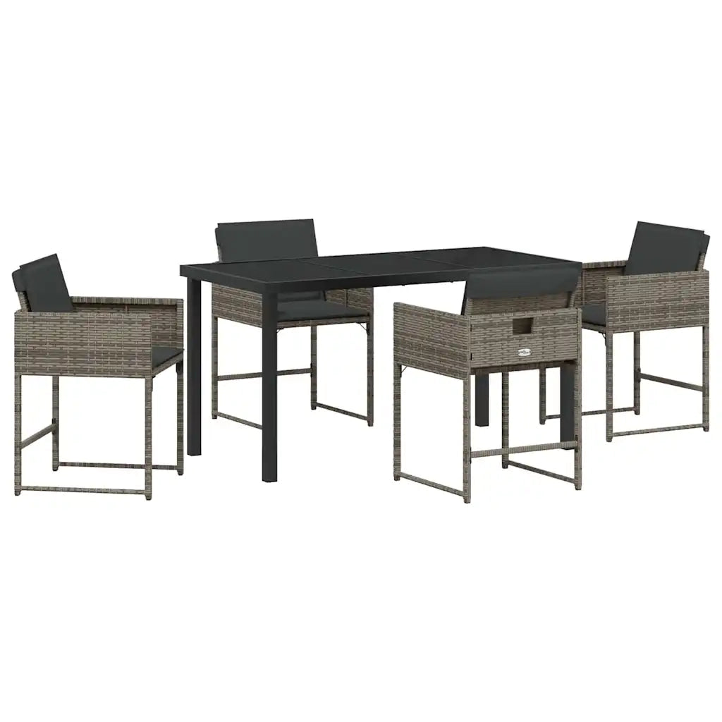 Set da Pranzo per Giardino 5 pcs Grigio polyrattan 3380722