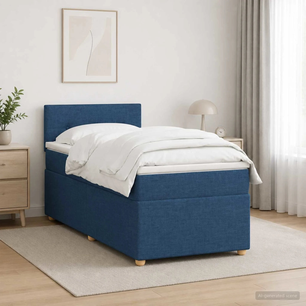 Letto box spring con materasso Blu 100 x 200 cm Tessuto 3452358