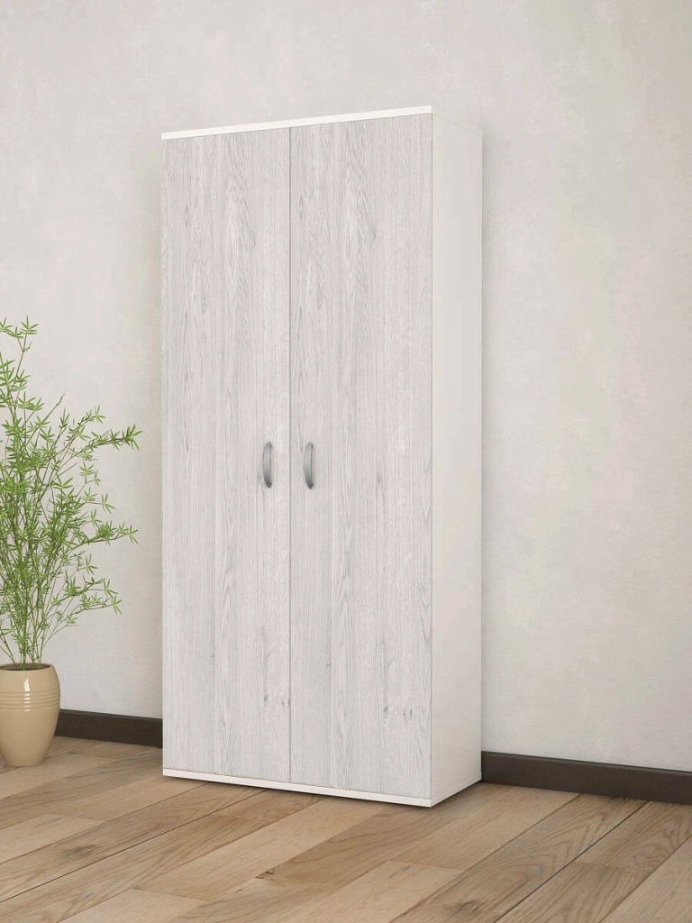 Armadio Camera da Letto Bandu, Guardaroba 2 Ante un Ripiano Made in Italy, 80x170h cm Bianco