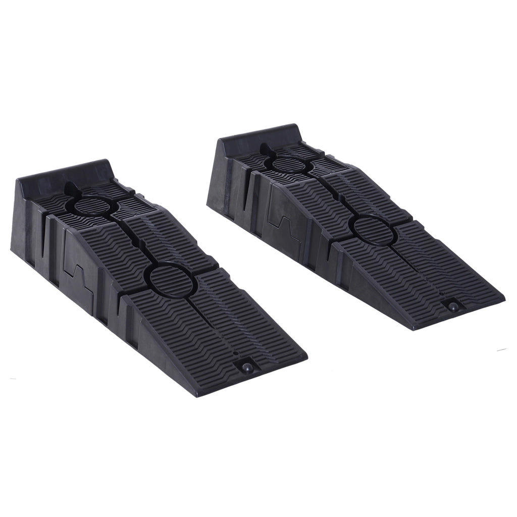 Set 2 Rampe per Auto in Plastica con Carico Massimo 5 Tonnellate, 91x30x21 cm, Nero