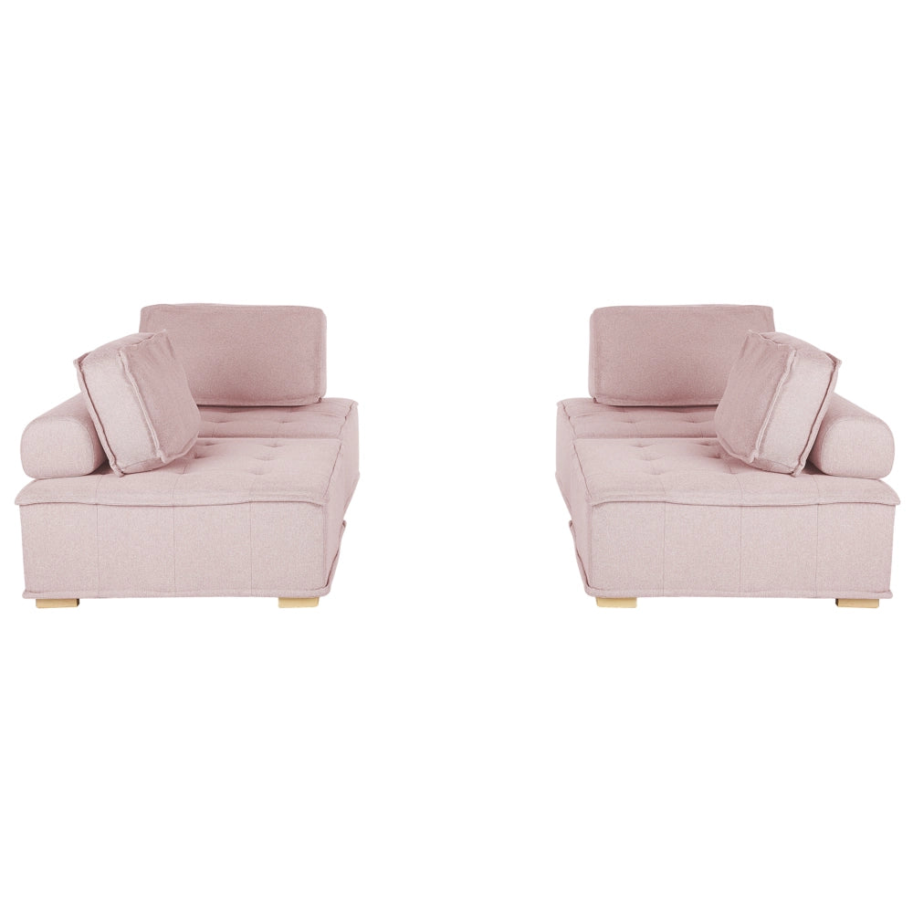 Set Divano Rosa Tessuto Poliestere 300 x 200 cm Imbottito 4 Posti Modulare Scandinavo Moderno