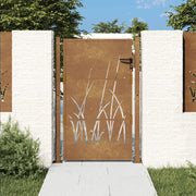 Cancello da giardino 100x125 cm in acciaio Corten con design erba 153174