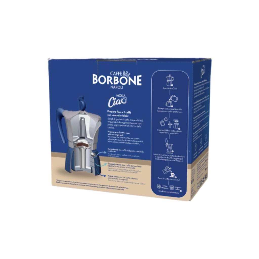 Borbone Moka Ciao Induzione Pro+ Argento/Blu + 15 Cialde Blu Omaggio