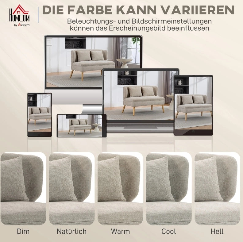 Divano 2 posti compatto in ciniglia beige 117 cm