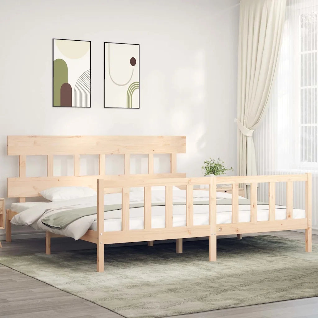 Giroletto senza Materasso-Struttura Letto 200x200 cm in Legno Massello di Pino 894146