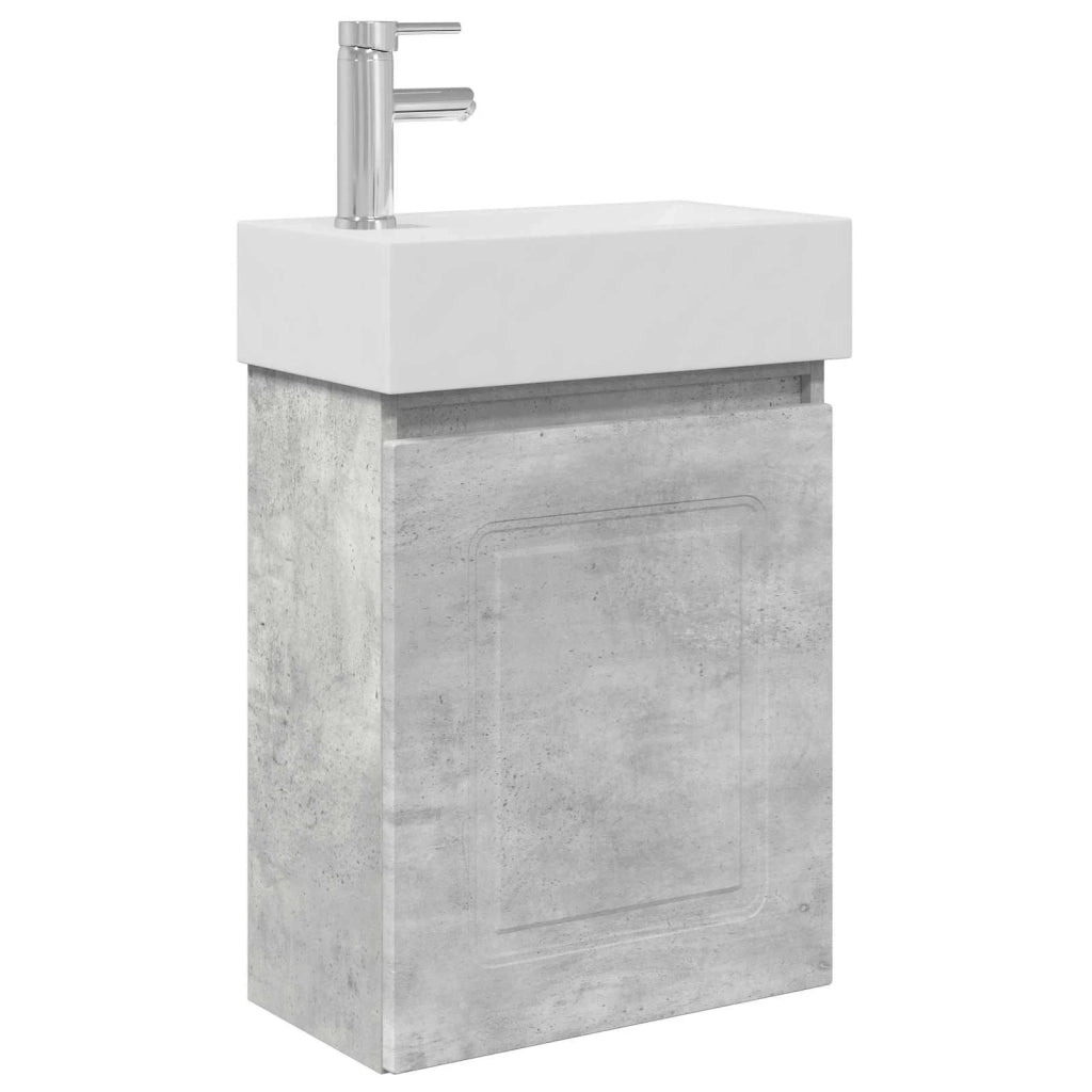 Mobile bagno con rubinetto Grigio Cemento 45,5 x 22,5 x 84 cm 889464