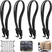 Quattro spanbandi per bagagliaio, spanbandi per bicicletta, spanbandi per bagagliaio di motocicletta, con ganci, spanbandi per bagagliaio, spanbandi per bicicletta regolabili per bagaglio, bagagliaio per bicicletta 60 cm - 110 cm, nero