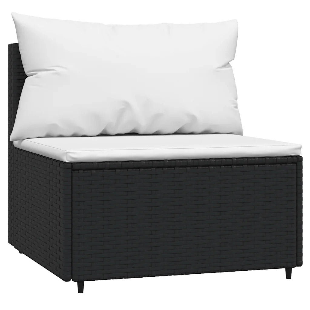 Set Divani da Giardino 3 pz con Cuscini Nero in Polyrattan 319732