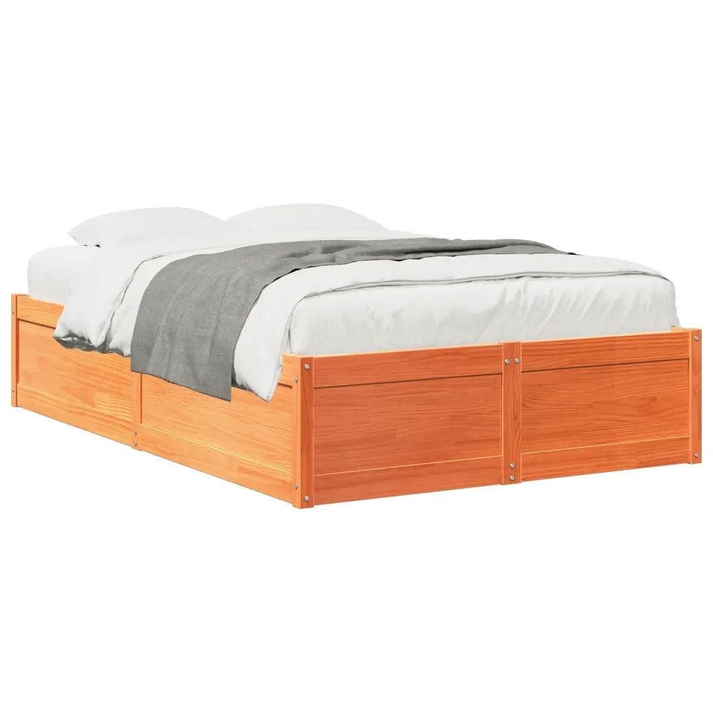 Letto senza Materasso Marrone Cera 135x190 cm in Legno di Pino 3282386