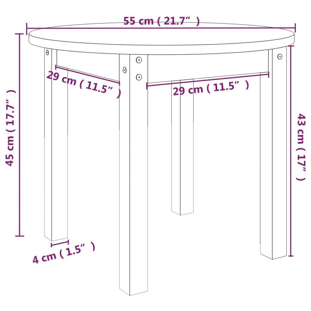 Tavolino da Salotto Nero Ã˜ 55x45 cm in Legno Massello di Pino cod mxl 5676