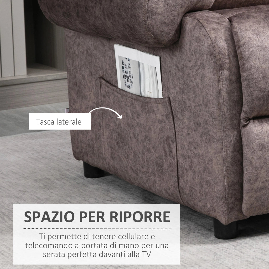 Poltrona Relax Reclinabile Tessuto Velluto Imbottita ¨C Zephmum ¨C Marrone