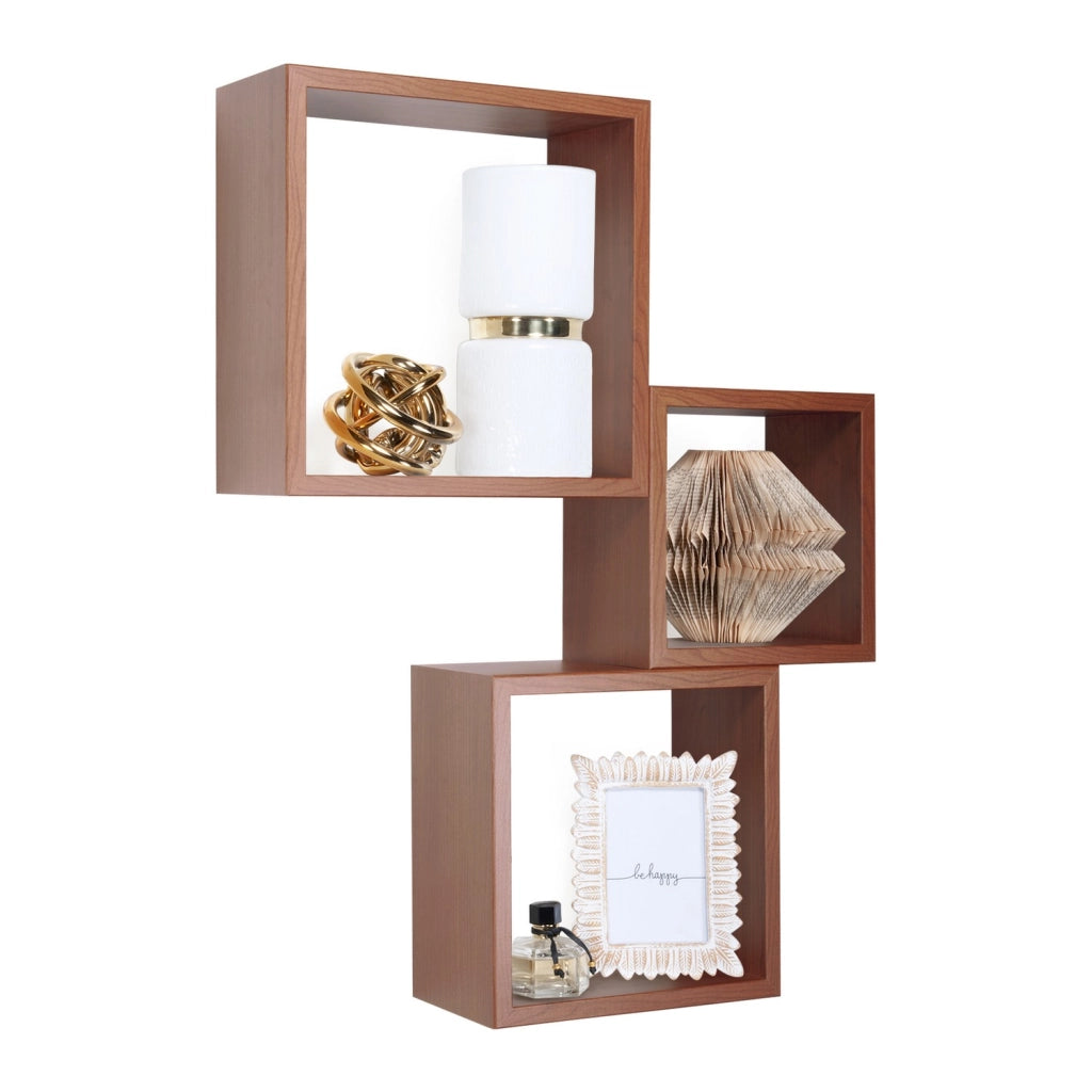 Mensole a cubo da parete set di 3 pz componibile colore Ciliegio mod. InCubo