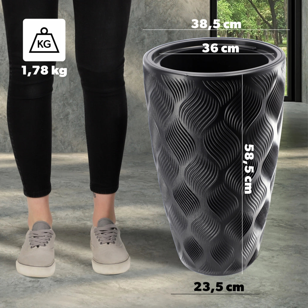 Vaso da fiori KADAX con inserto 58 cm, copertura per vaso da fiori in plastica alta