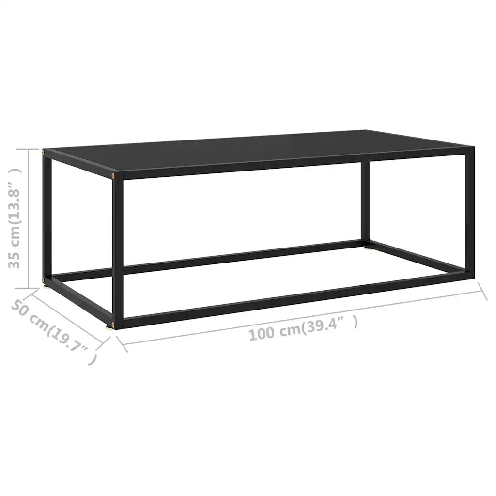 Tavolino da salotto | Tavolino da caff¨¨ | Tavolino da Soggiorno Nero con Vetro Nero 100x50x35 cm