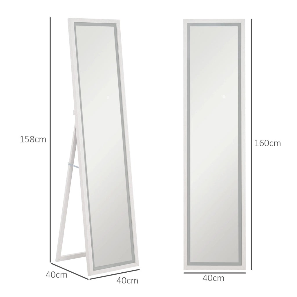 Specchio da Terra con Luci LED ¨C zephmum ¨C Bianco 40x160 cm