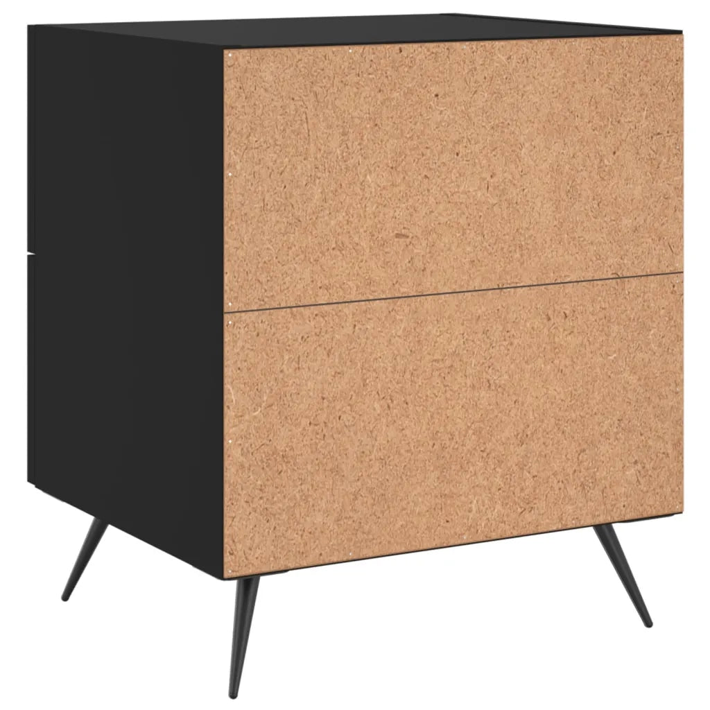 Set di 2 Comodini | Armadio da Notte | Mobiletto da notte Neri 40x35x47,5 cm in Legno Multistrato