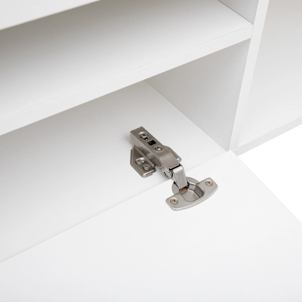 Mobile porta TV bianco da 240 cm in MDF con illuminazione variabile e ampio spazio contenitore