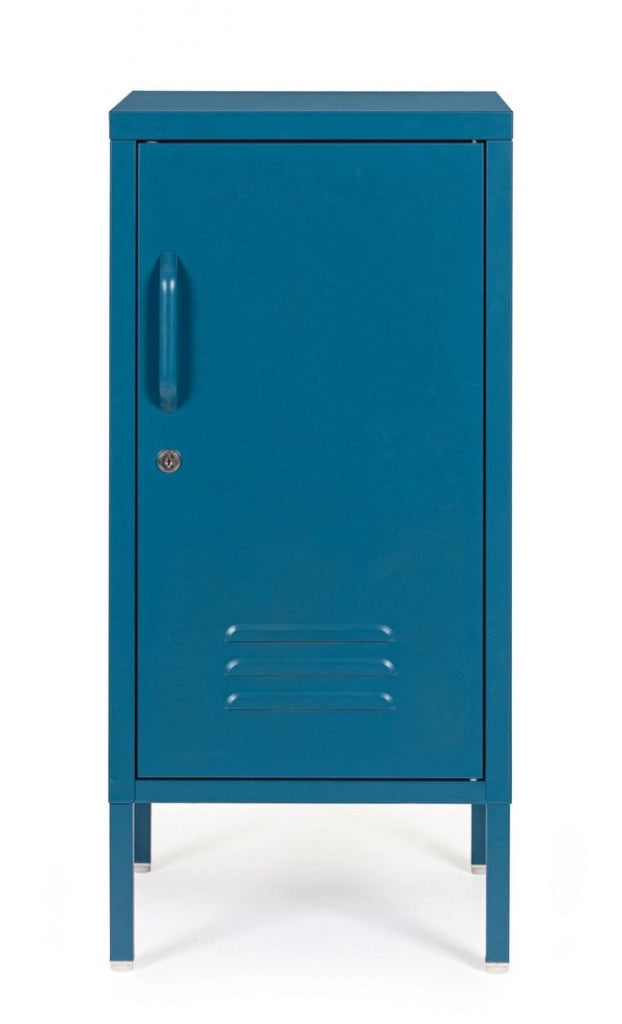 Comodino 1 Anta 40x35x76 cm Cambridge in Acciaio Blu