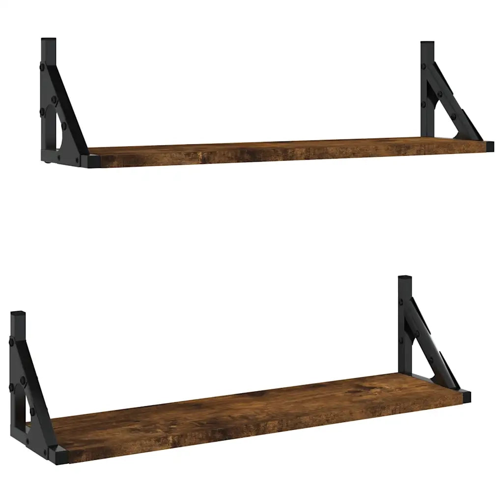 Mensole da Parete 2pz Rovere Fumo 60x15x15,5 cm 836325