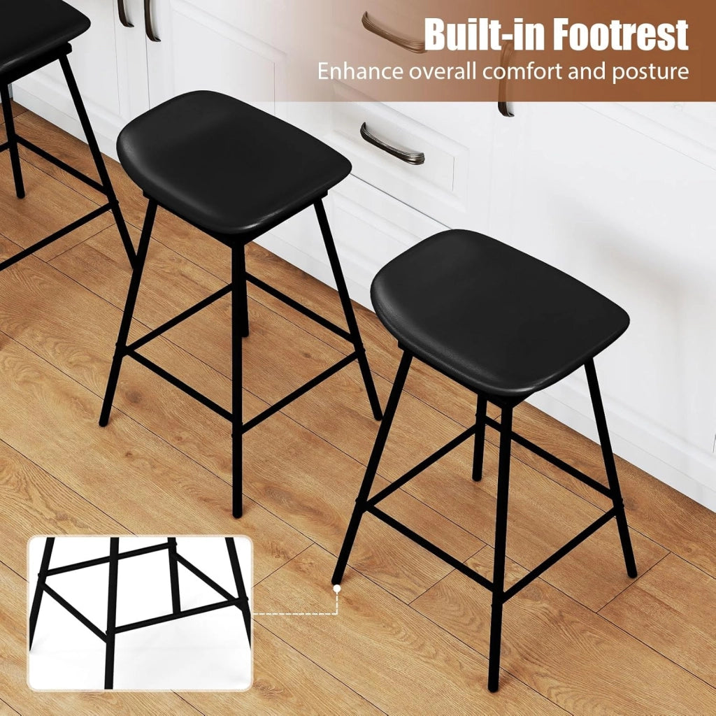 Set di 2 sgabelli da cucina, girevoli a 360°, sedia da bar imbottita in ecopelle, con poggiapiedi, sgabello da bar, altezza della seduta: 71,5 cm, per cucina, sala da pranzo, nero