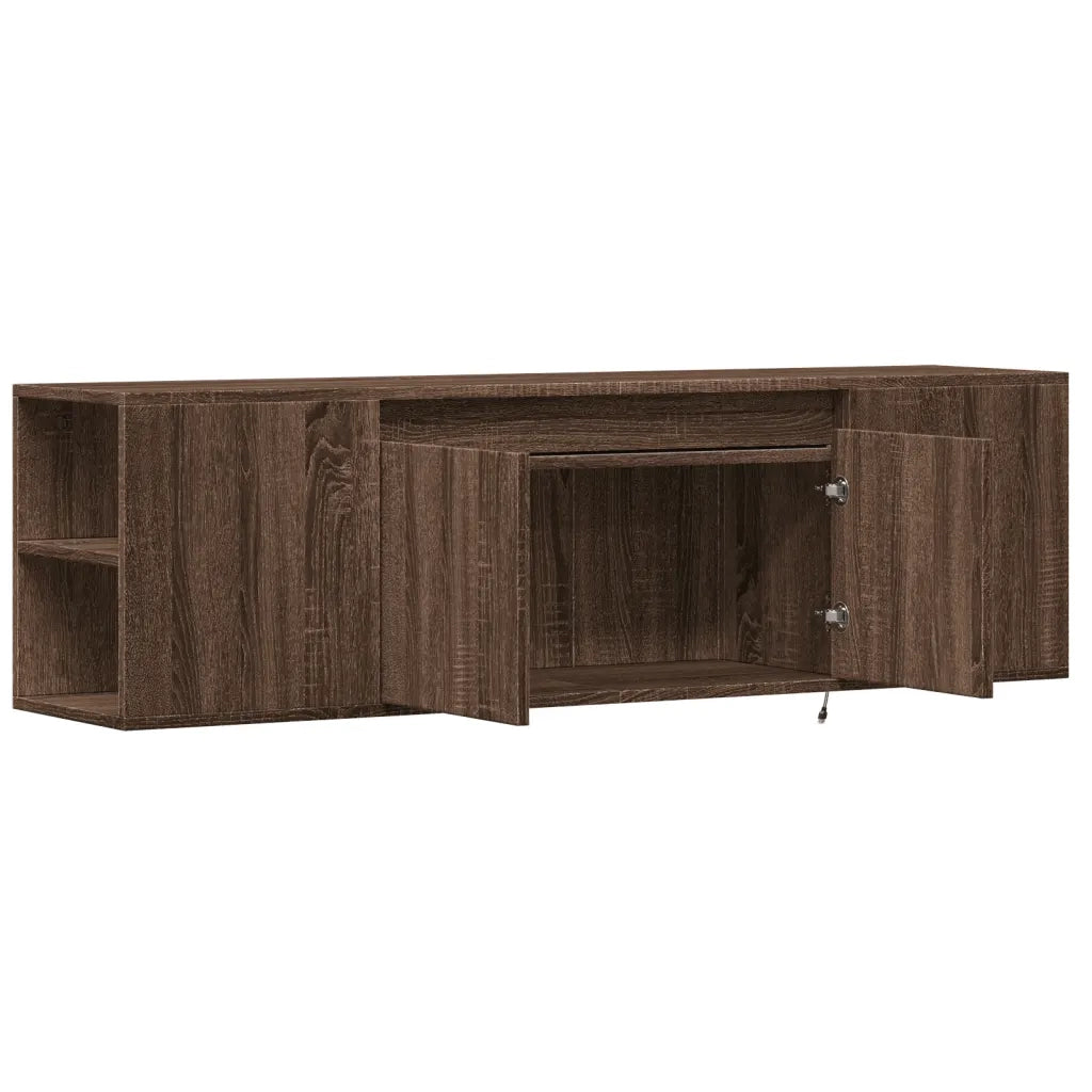 Mobile TV a Parete con Luci LED Rovere Marrone 135x31x39,5 cm 852389