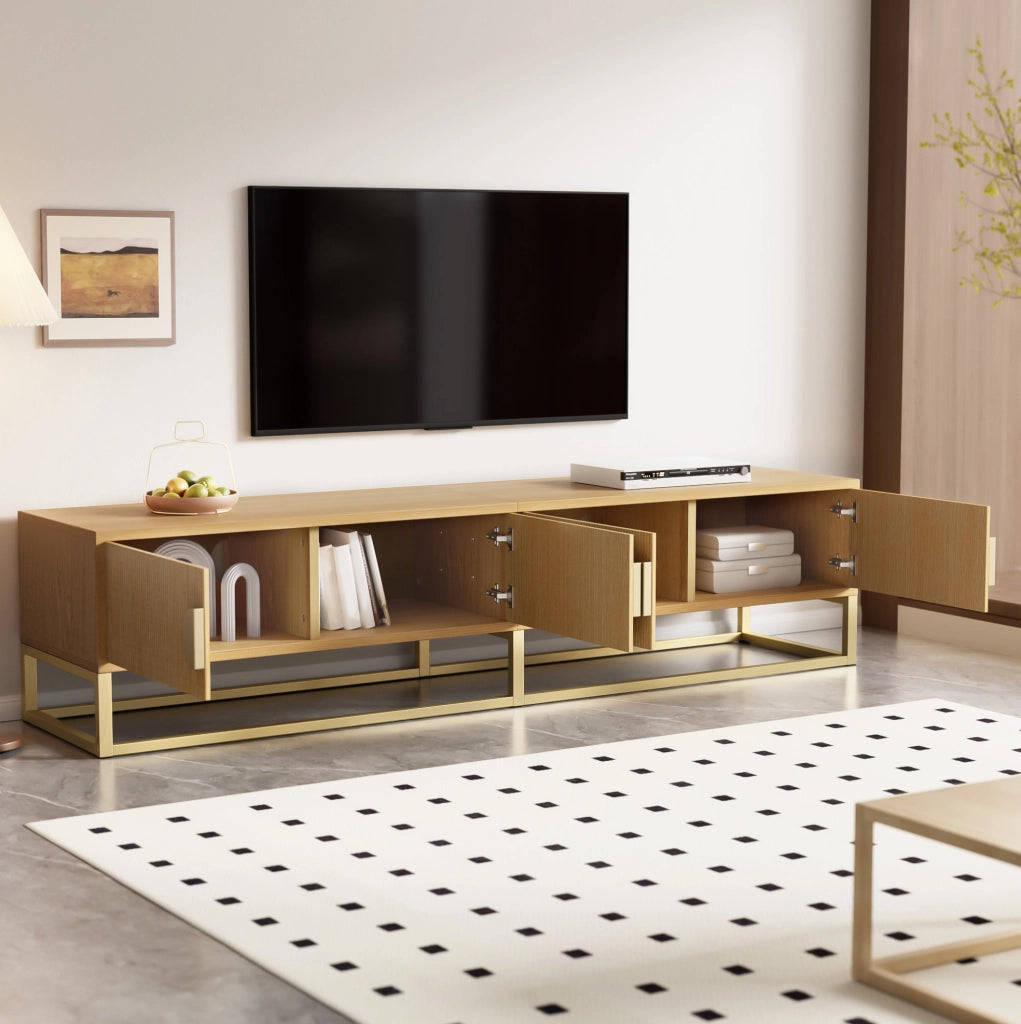Mobile TV 180 cm color legno con 4 ante e maniglie semicircolari