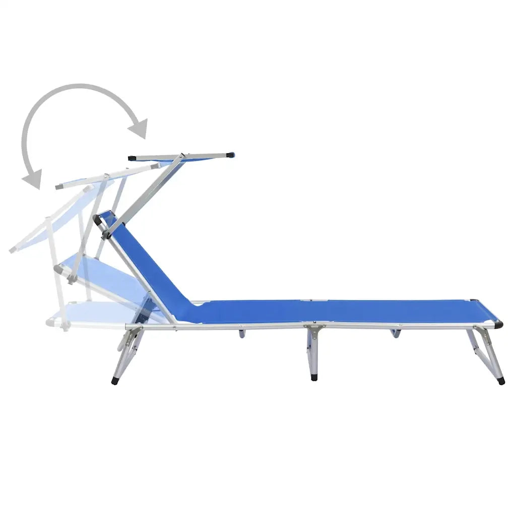 Lettini Pieghevoli con Tettuccio 2 pz Alluminio Textilene Blu