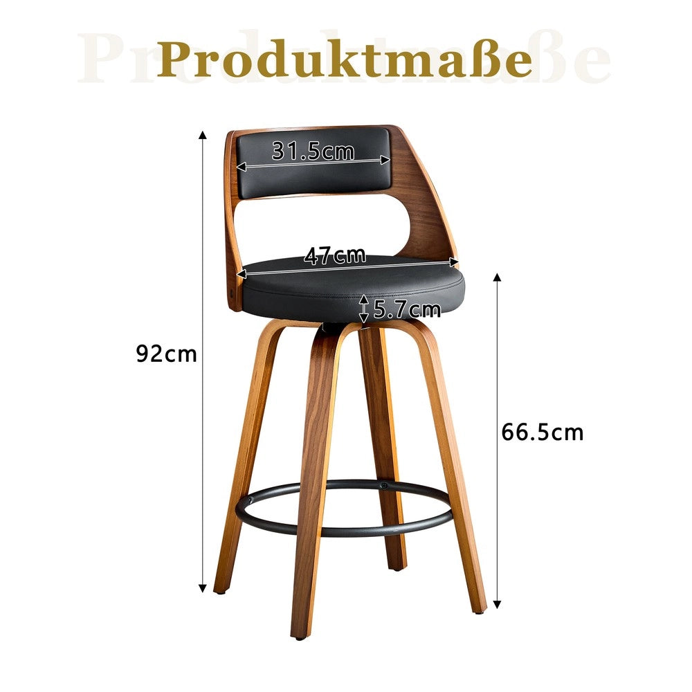 Set 2 Sgabelli da Bar con Schienale ¨C MINIMAL ¨C Legno e Ecopelle, 92 cm