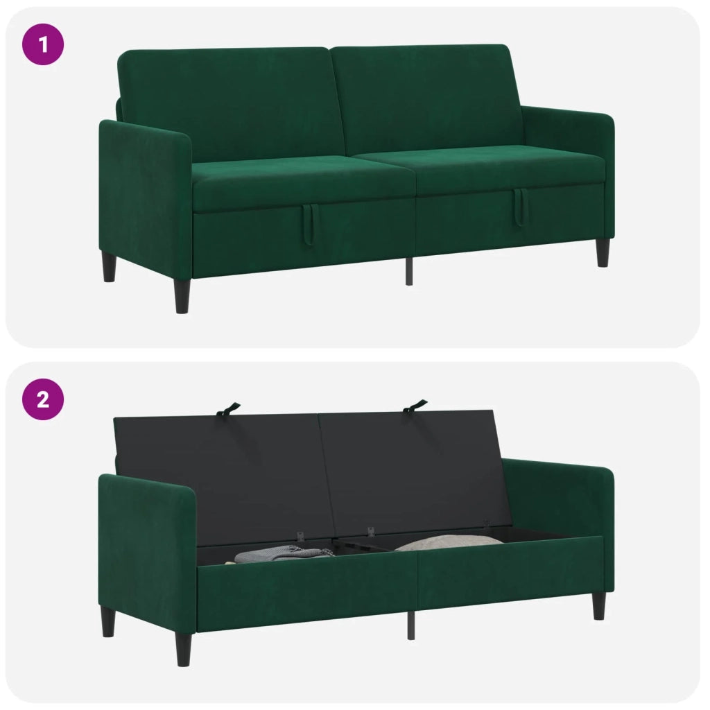 Divano con Storage Verde Scuro 192 x 78 x 87 cm Poliestere 42036991