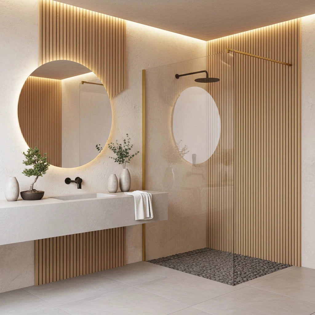 Parete Doccia Rea Flexi Transparent / Brush Gold 80